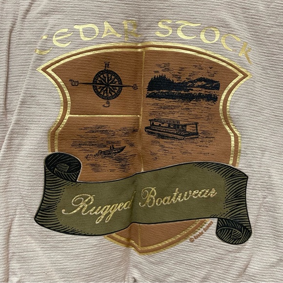 Oneita Crew Neck Cropped T-shirt 100% Cotton Neutral Color Made in USA - Picture 2 of 4